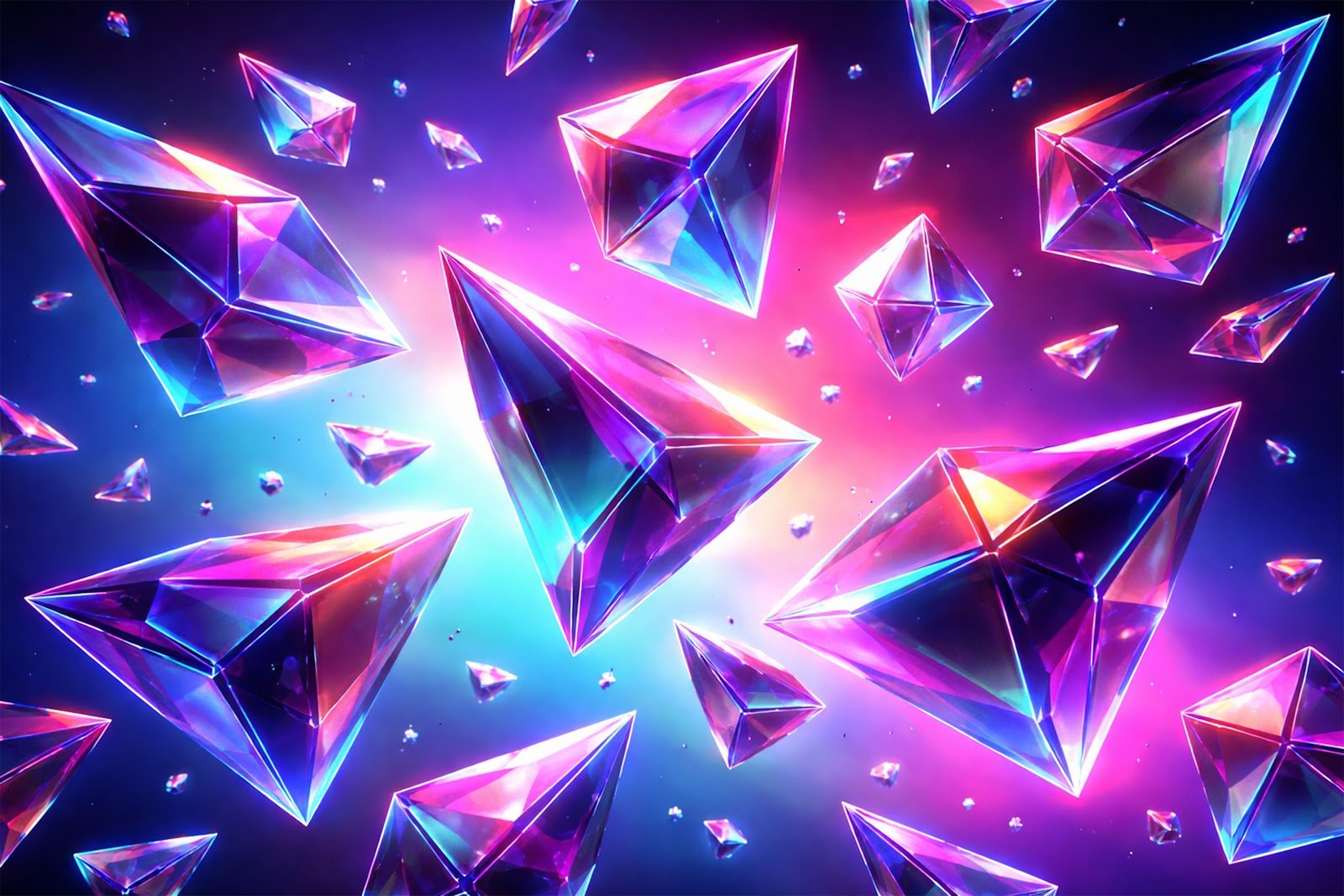 Floating Geometric Shards 3D Background – High-Resolution Download