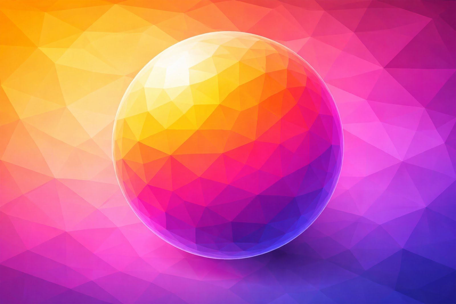Low-Poly Gradient Sphere Geometric Background – Modern 3D Texture PNG Download