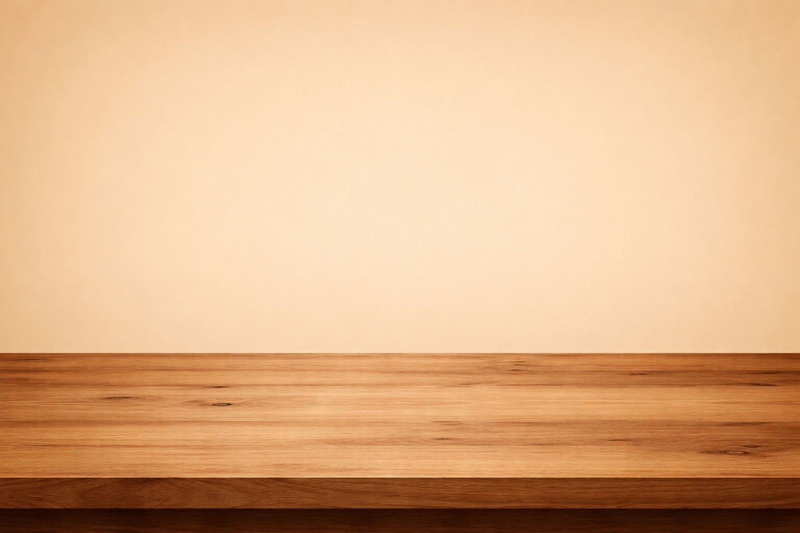 Wooden Table Mockup with Minimal Warm Beige Background – HD Download