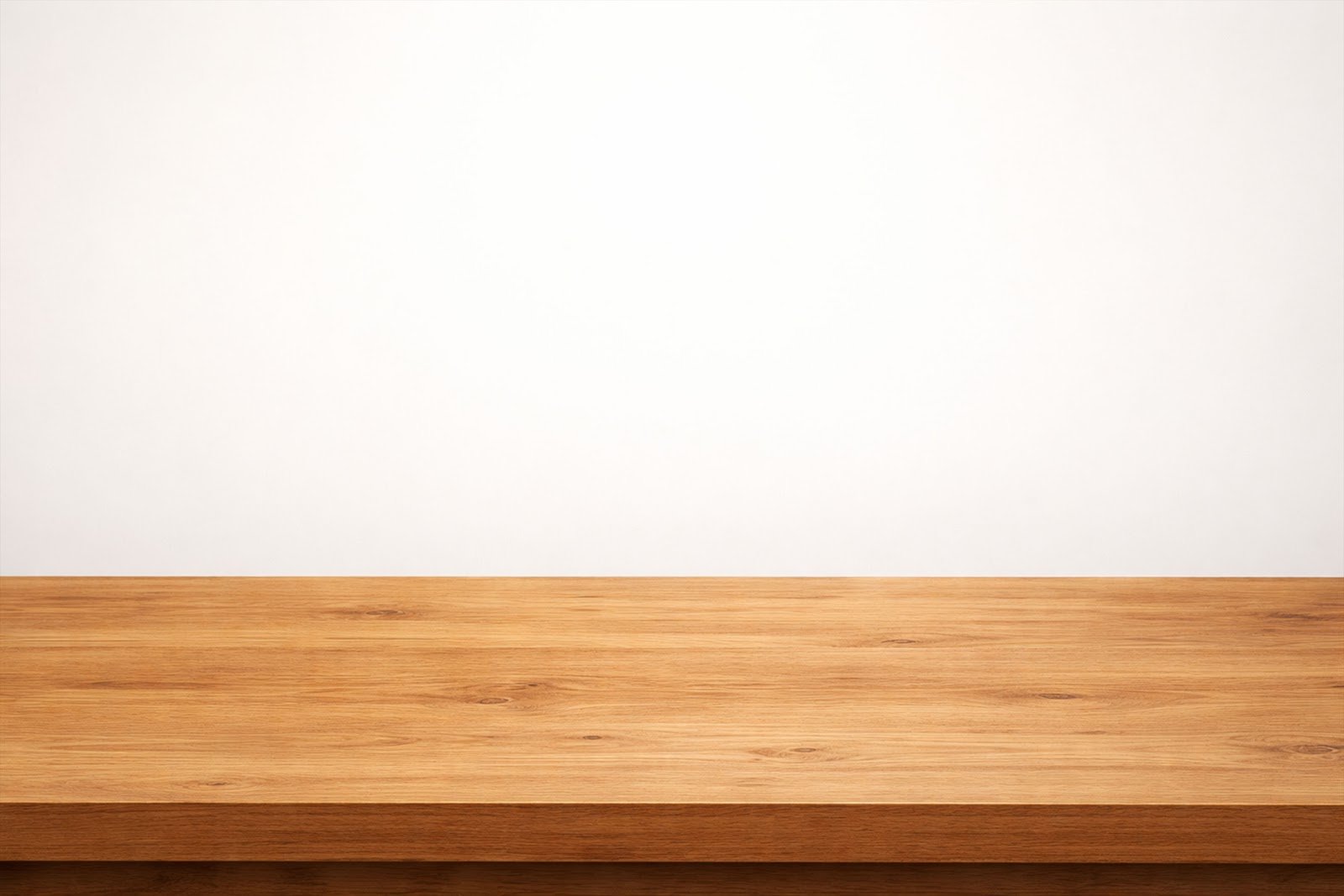 Wooden Table Mockup with Bright Soft-White Photography Backdrop – High Resolution Product Display Download