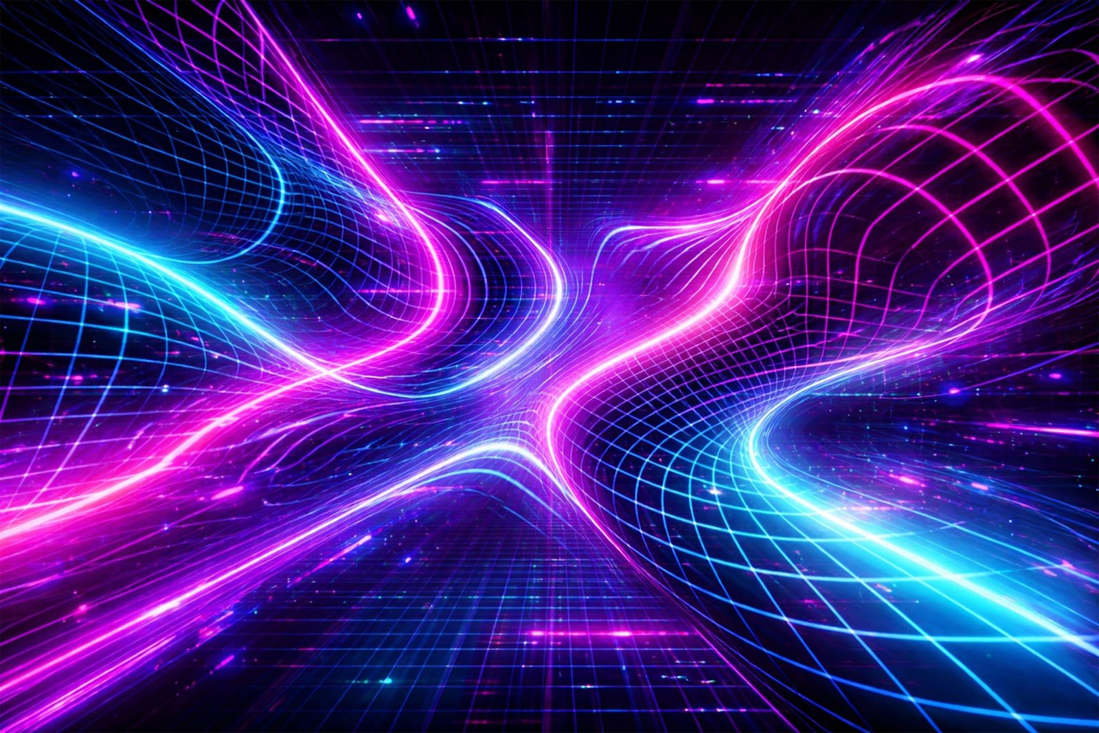 Cyber Grid Distortion Abstract Background – Futuristic Digital Shapes Free Download