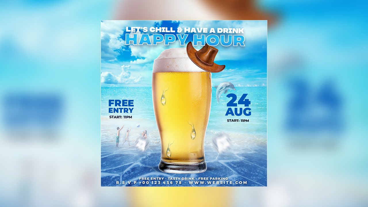 Beer party flyer social media banner template – PSD File Free Download