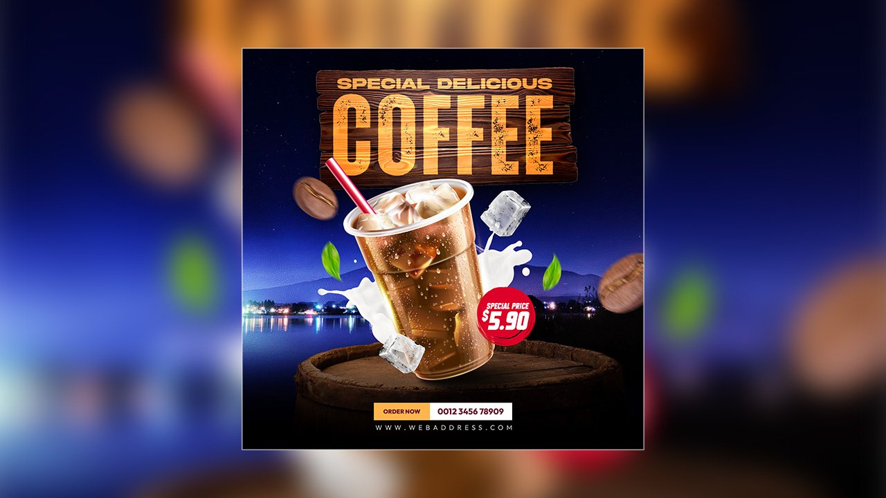Coffee shop drink menu promotion social media instagram post template design – PSD File Free Download