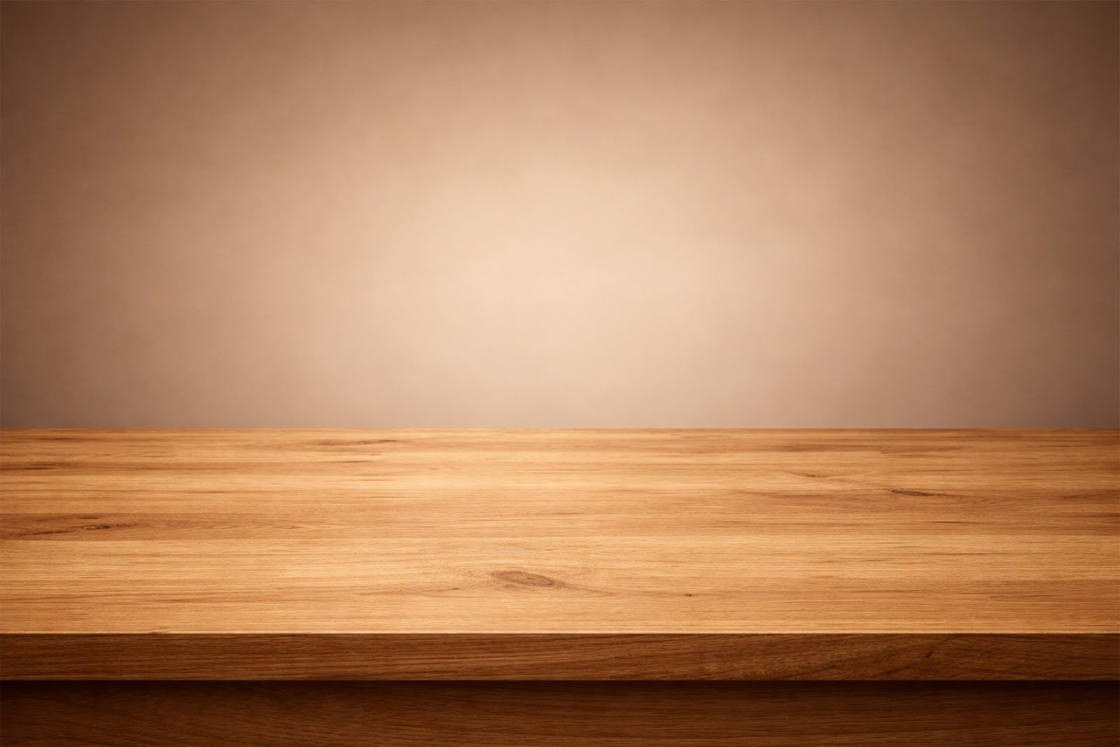 Wooden Table Mockup Background under Soft Studio Lighting with Gradient – Free Download