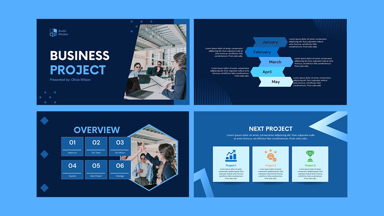 Blue Dark Professional Geometric Business Project Presentation – Presentations and Slides Free Download