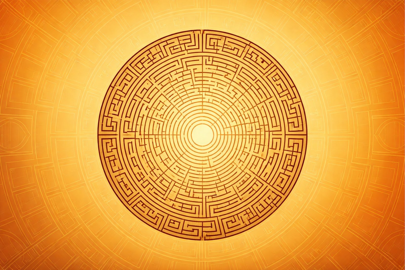 Circular Geometric Maze Background – Modern Abstract Labyrinth Pattern Free Download