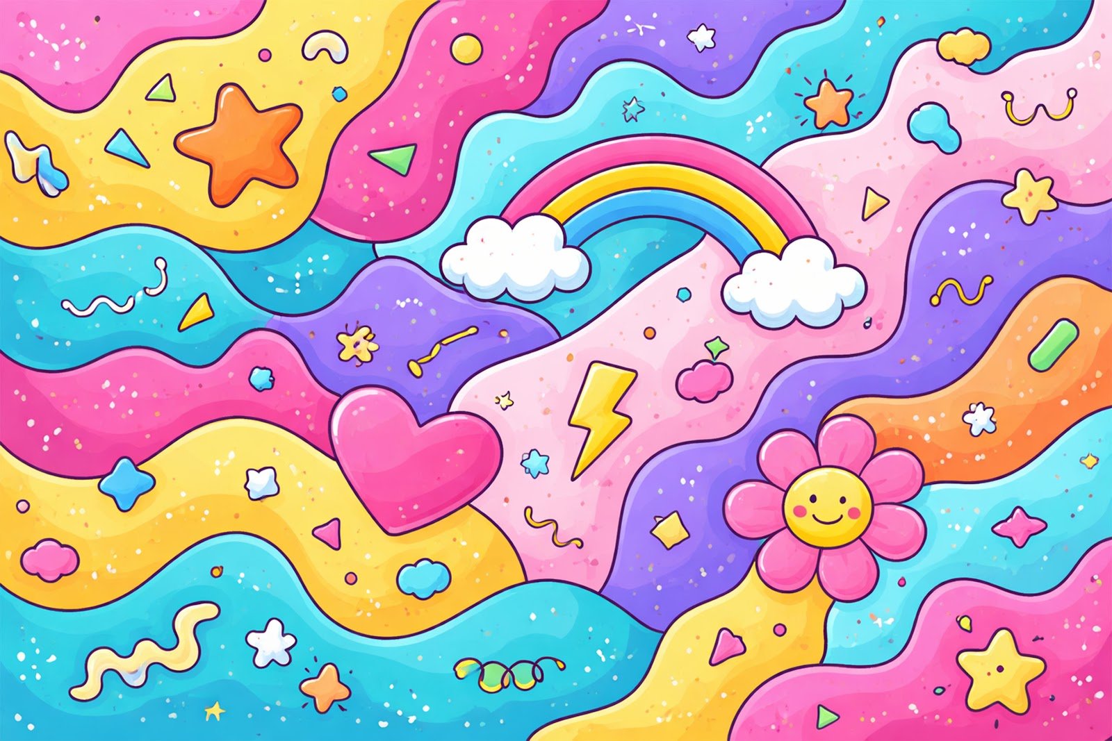 Cartoon-Style Abstract Shapes Background – Free Download for Creative Designs