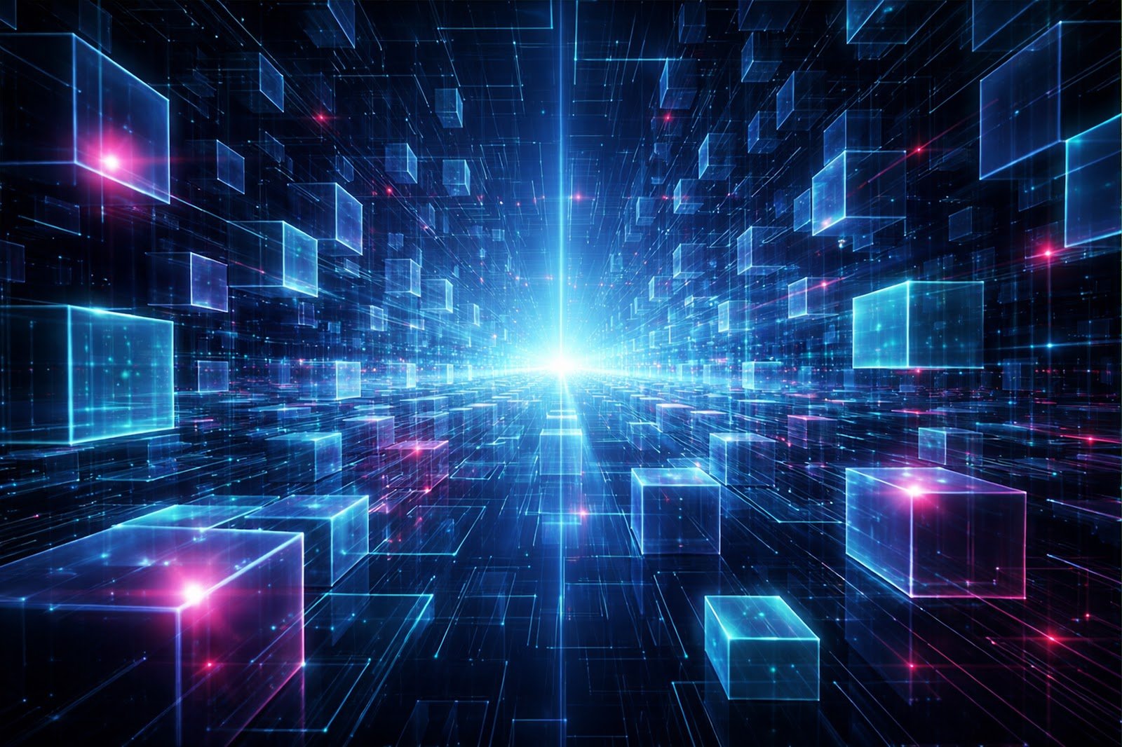 Futuristic Digital Cube Matrix Geometric Background – High Resolution Tech Design Download