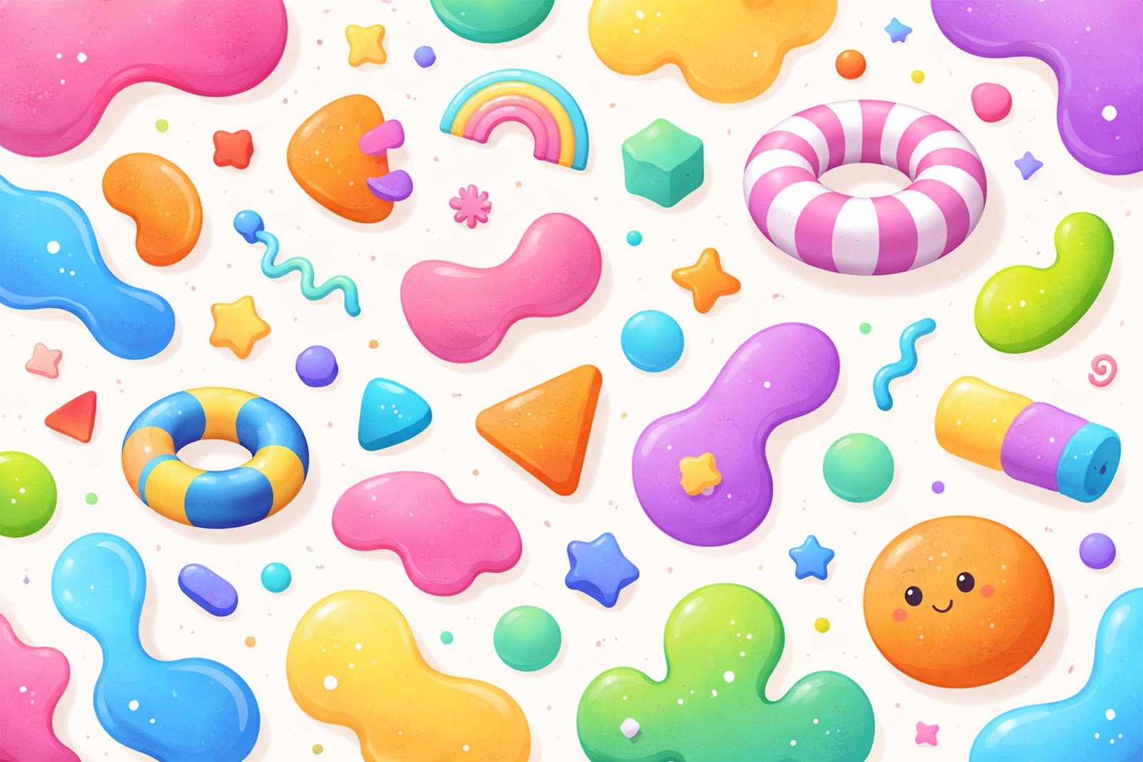 Playful Floating Elements Background – Free Abstract Shapes Download