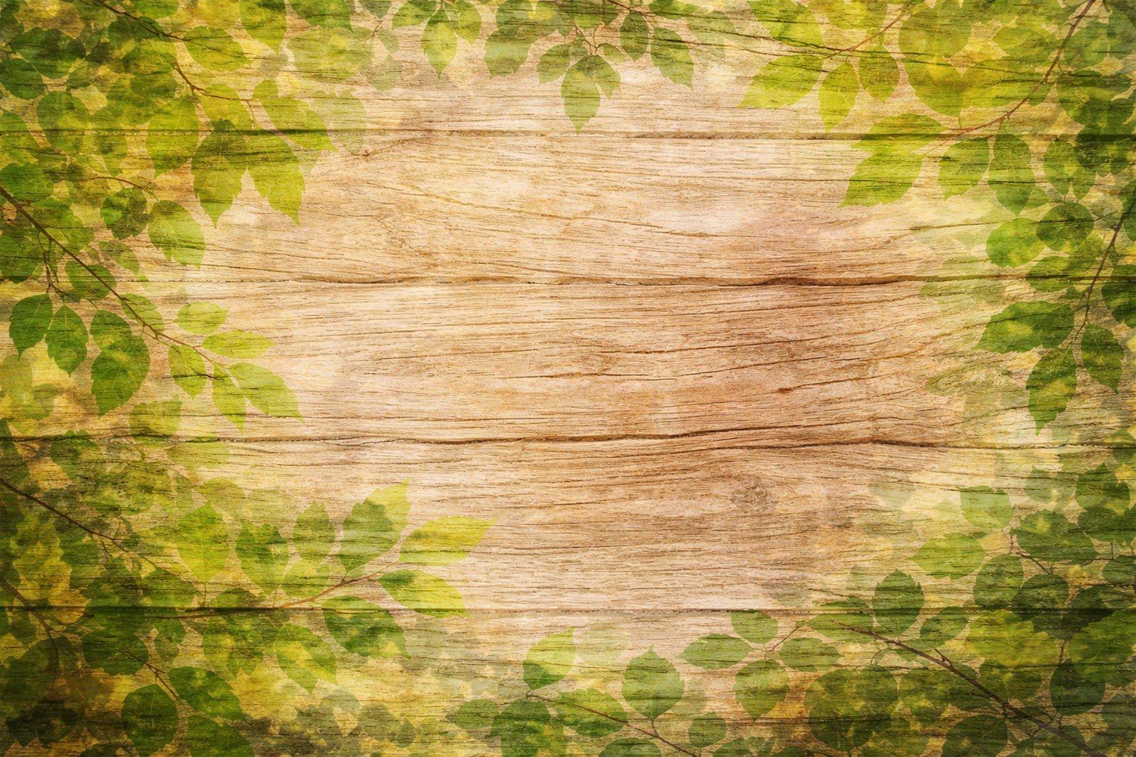 Double Exposure Wood and Leaves Texture Background – Nature Fusion Design HD
