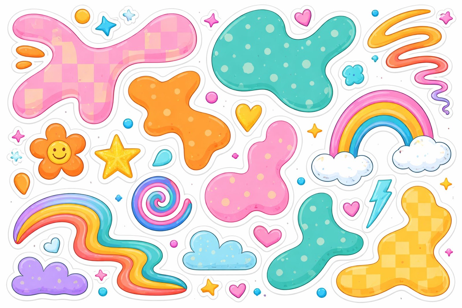 Abstract Sticker-Style Shapes Background – Free High-Resolution Download