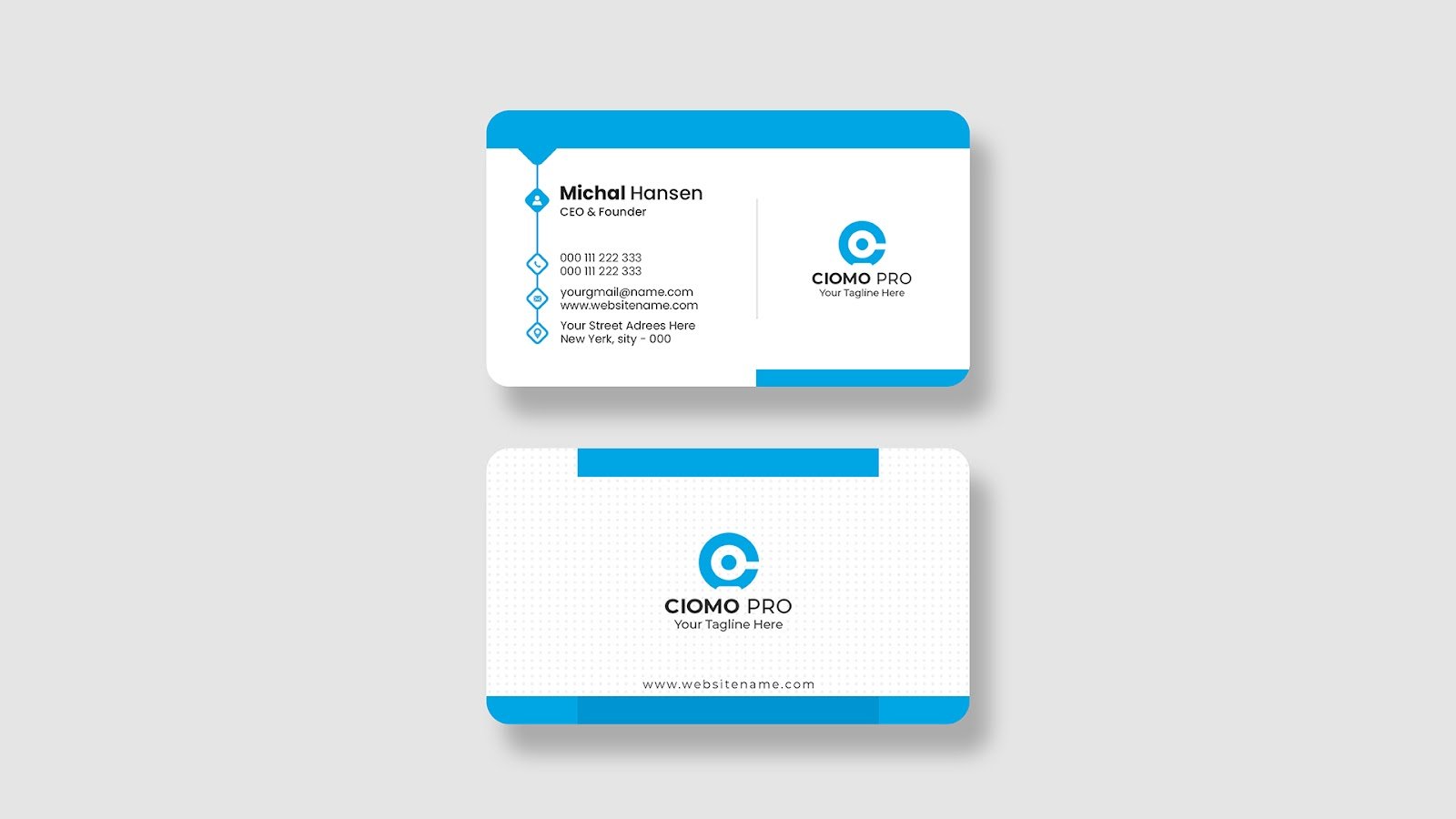 Clean blue business card template – PSD Free Download