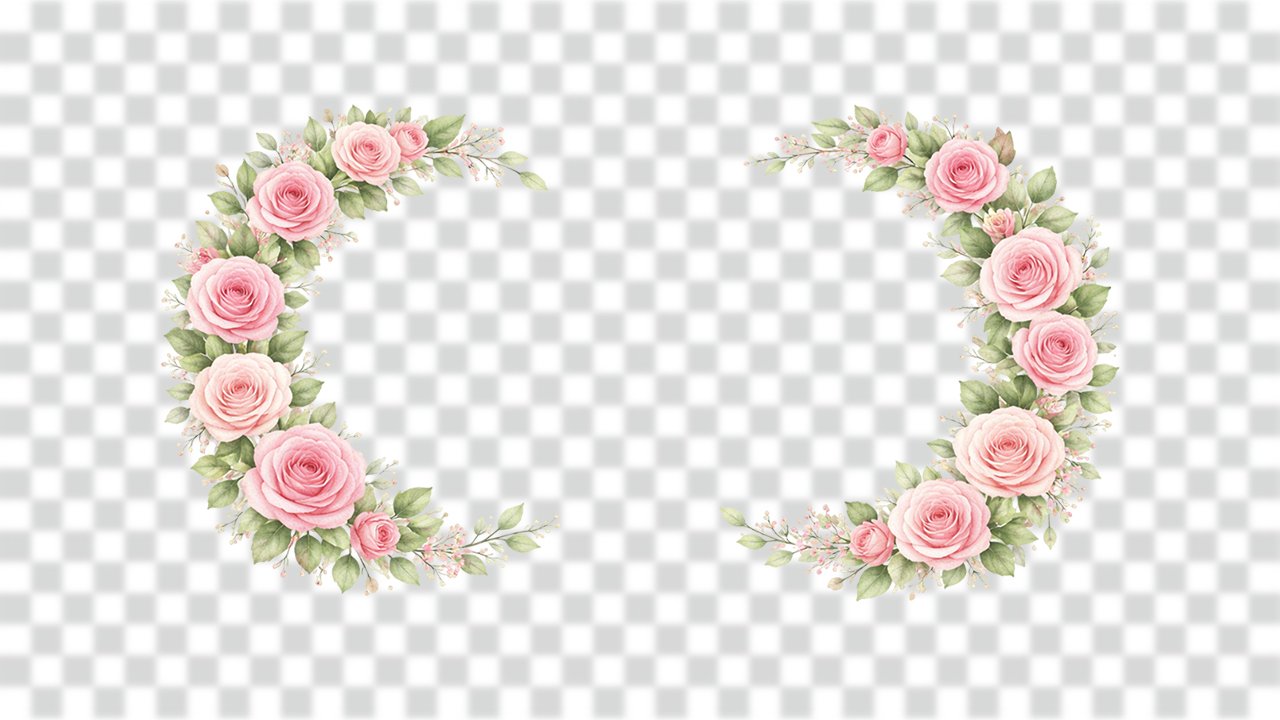 Decorative Floral Frames: Circular Rose Wreath PNG Free to Download