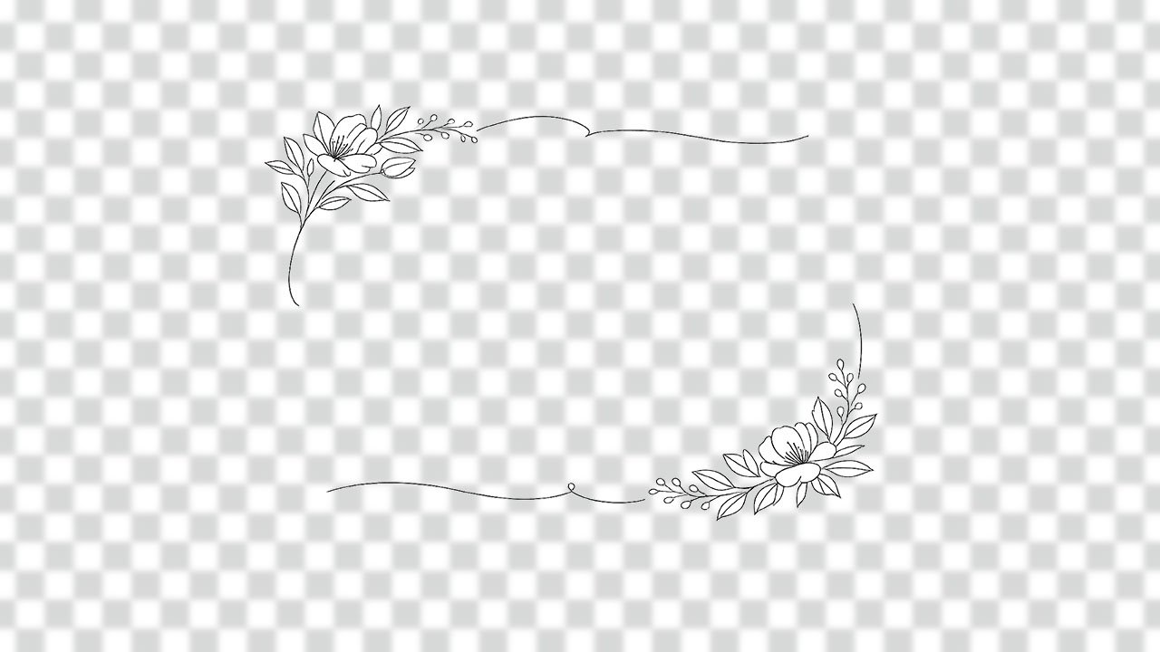 Minimalist Line Art Floral Frame PNG – Elegant Decorative Flower Border Download