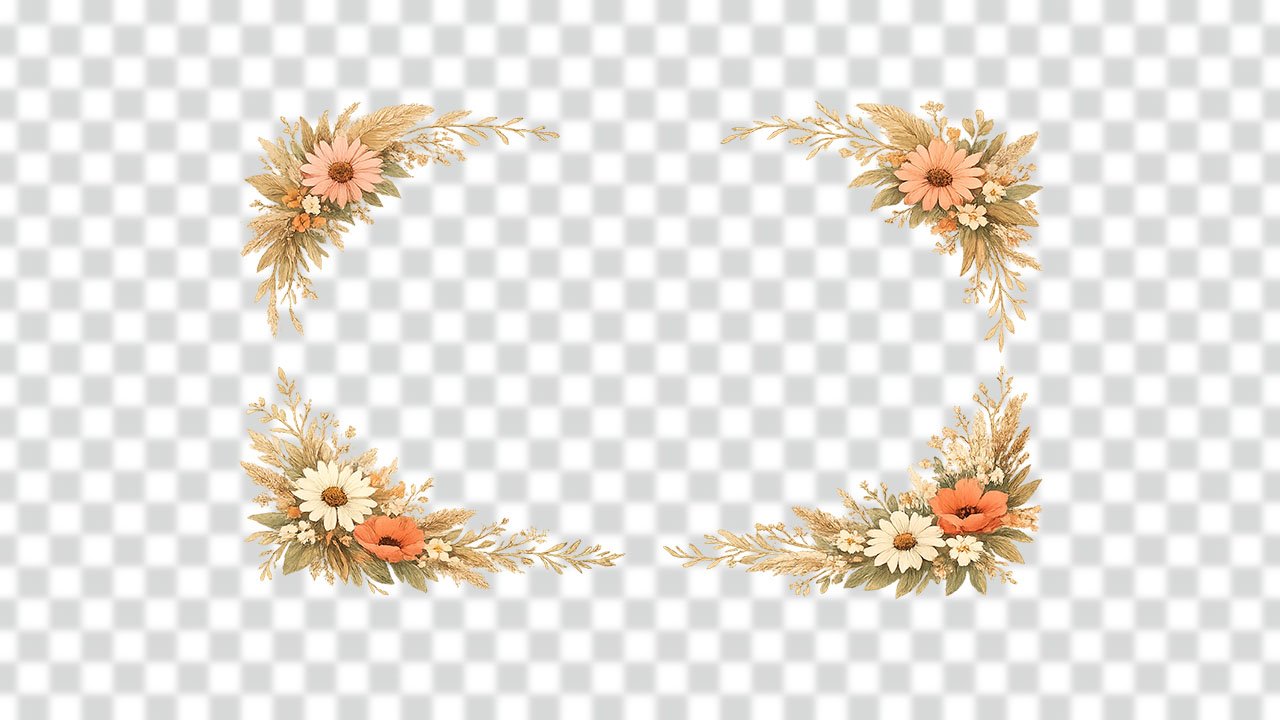 Boho Wildflower Frame PNG – Rustic Decorative Floral Border Download