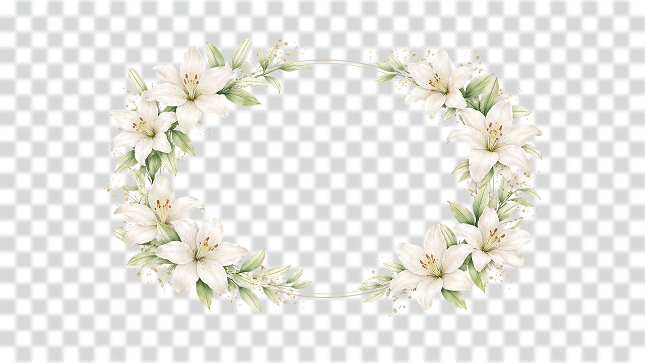 Decorative Floral Frames: Oval Lily Frame PNG Free to Download