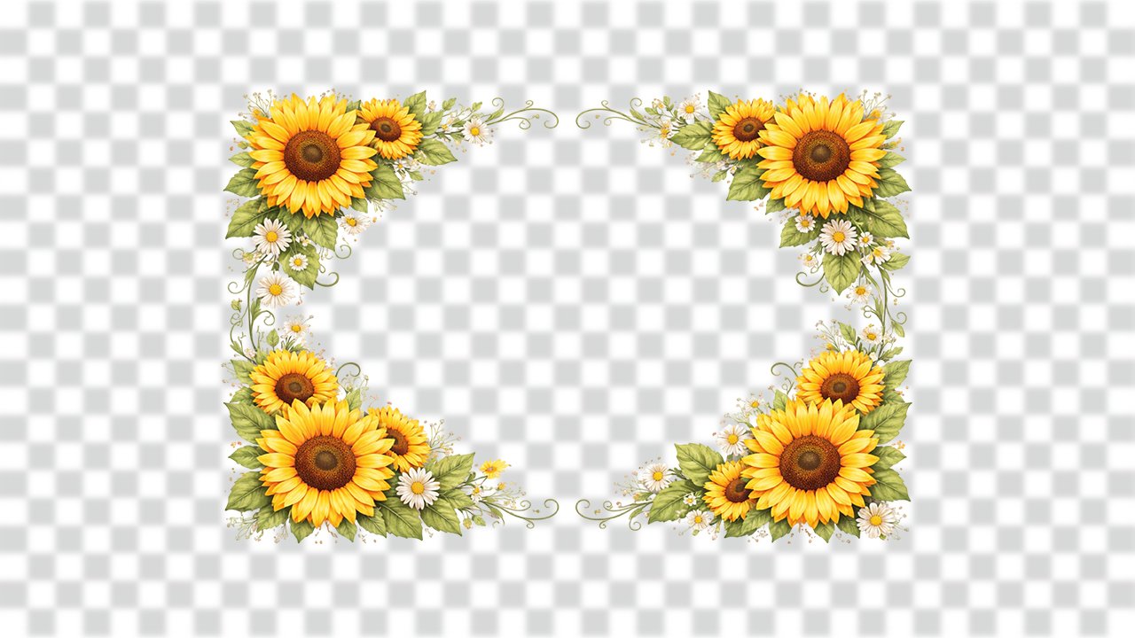 Elegant Square Sunflower Floral Frame – Free Clipart for Crafts