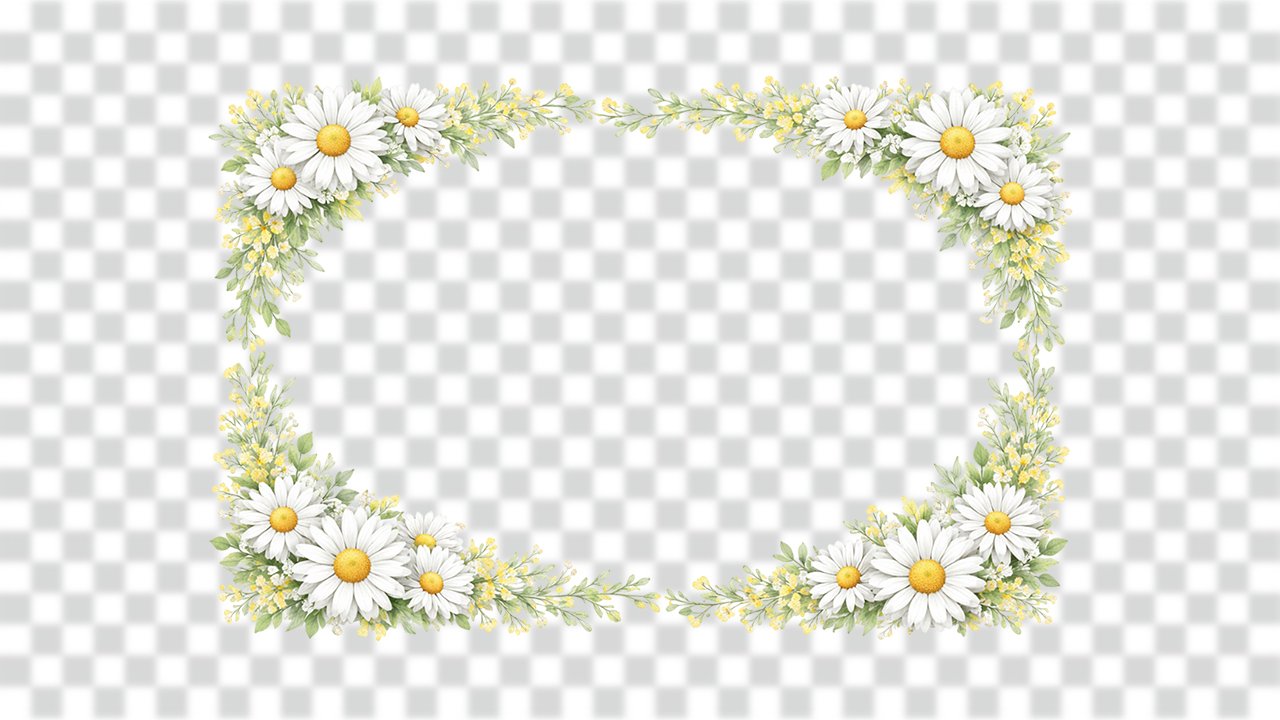 Rectangular Daisy Border Frame for Invitations & Designs – Free Download