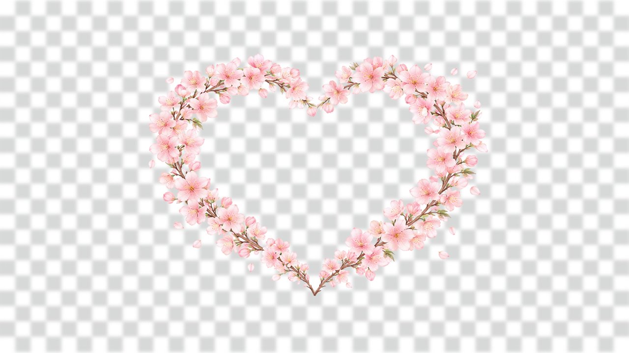 Heart-Shaped Cherry Blossom Border Frame for Invitations & Designs – Free Download