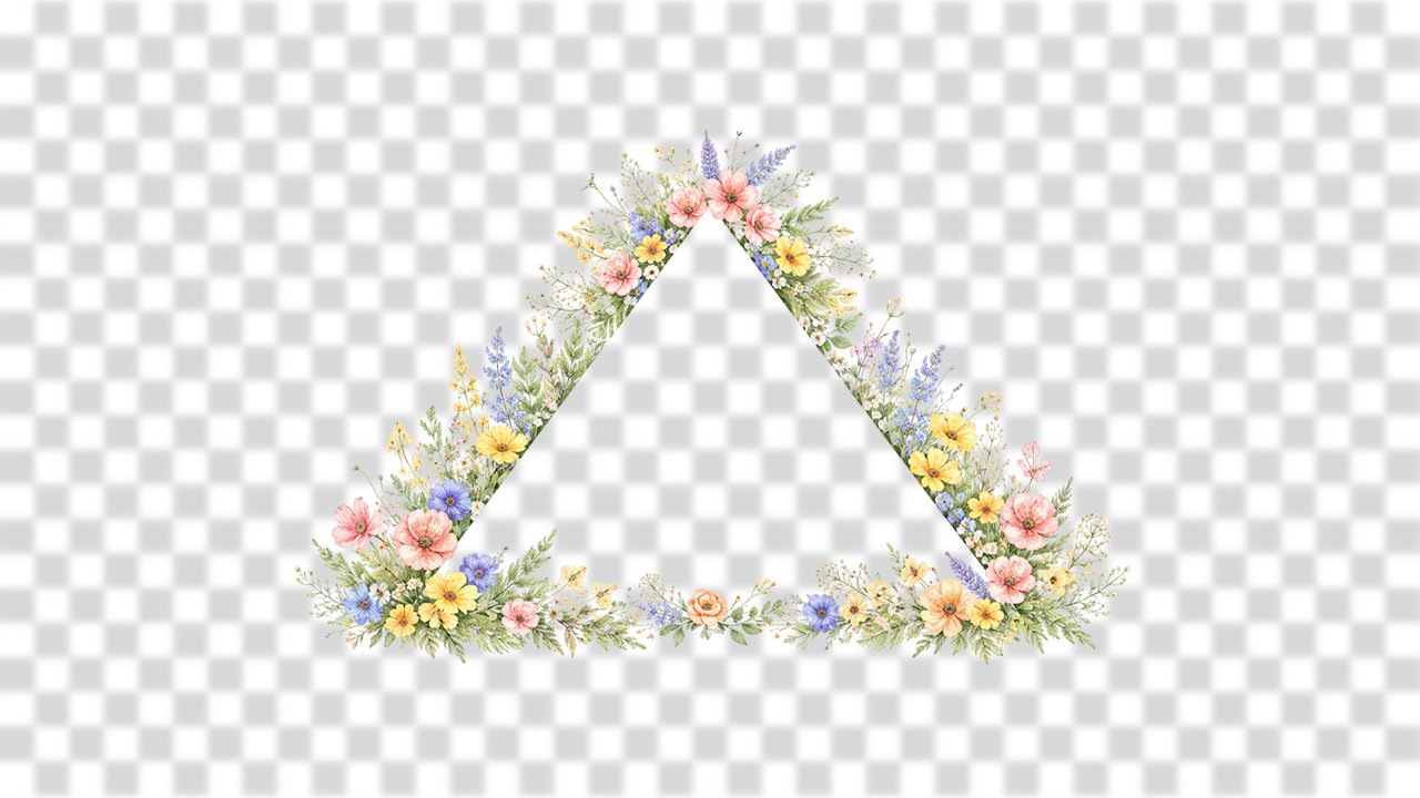 Wildflower Triangle Frame PNG – Decorative Floral Border Free for Creative Projects