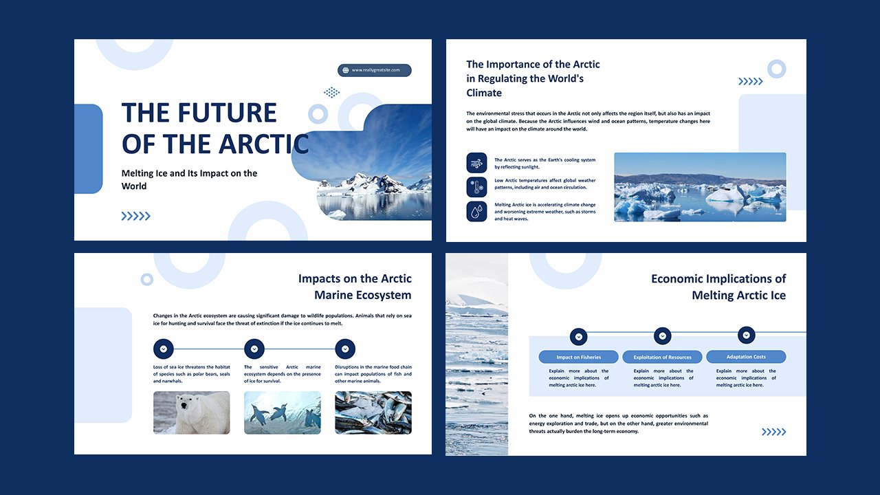 Blue and White Simple The Future Of The Arctic Presentation – Microsoft Powerpoint Templates Free Download