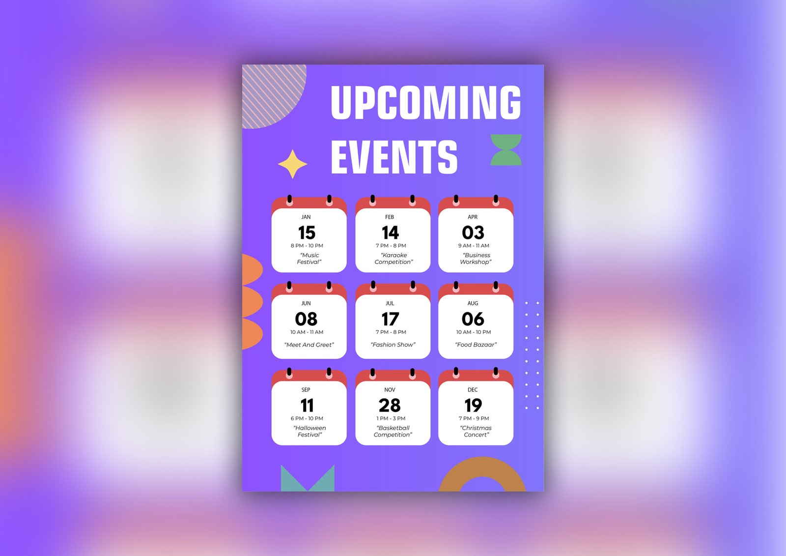 Colorful Geometric Upcoming Events Poster