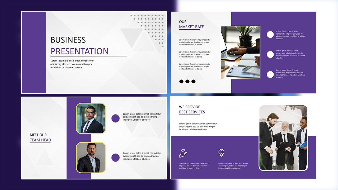 Purple & white business profile presentation – Microsoft Powerpoint Templates Free Download