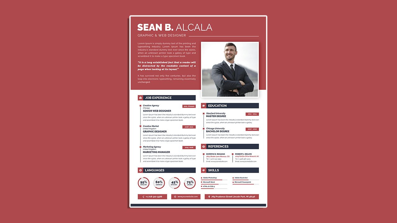 Clean modern resume portfolio cv template