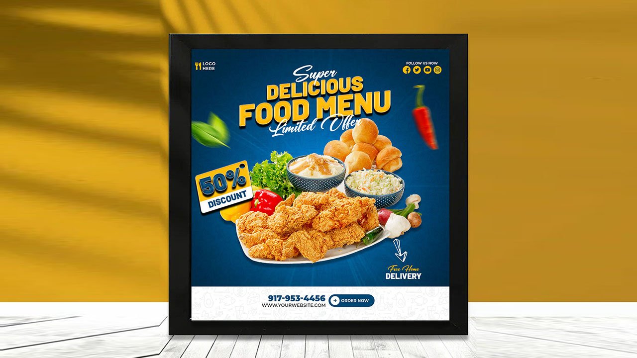 Food menu restaurant social media banner template