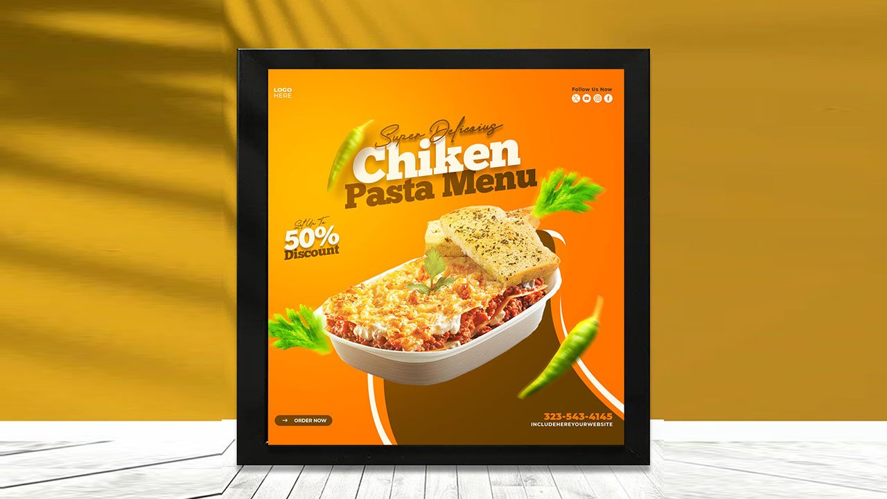 Food menu restaurant social media Instagram post template