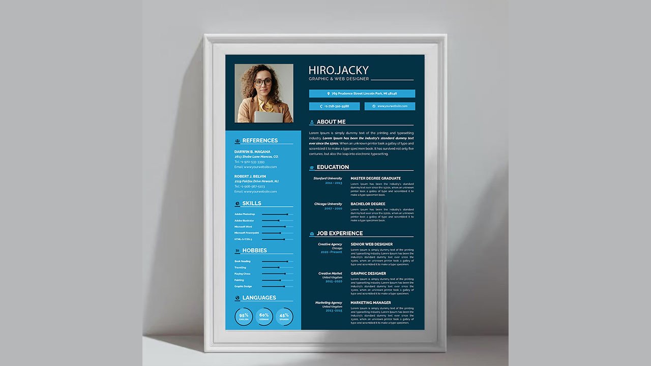 Clean modern resume portfolio cv template