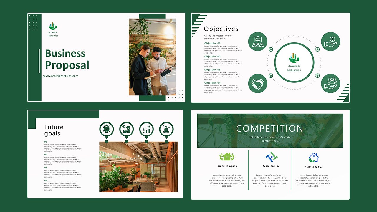 Green minimalist professional Business Proposal Presentation – Microsoft Powerpoint Templates Free Download