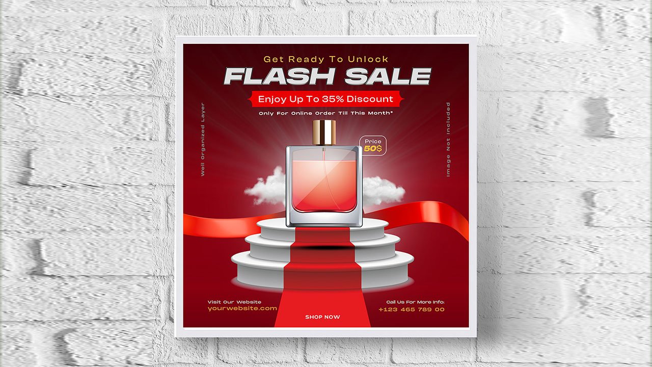Perfume mock up sale social media post design template