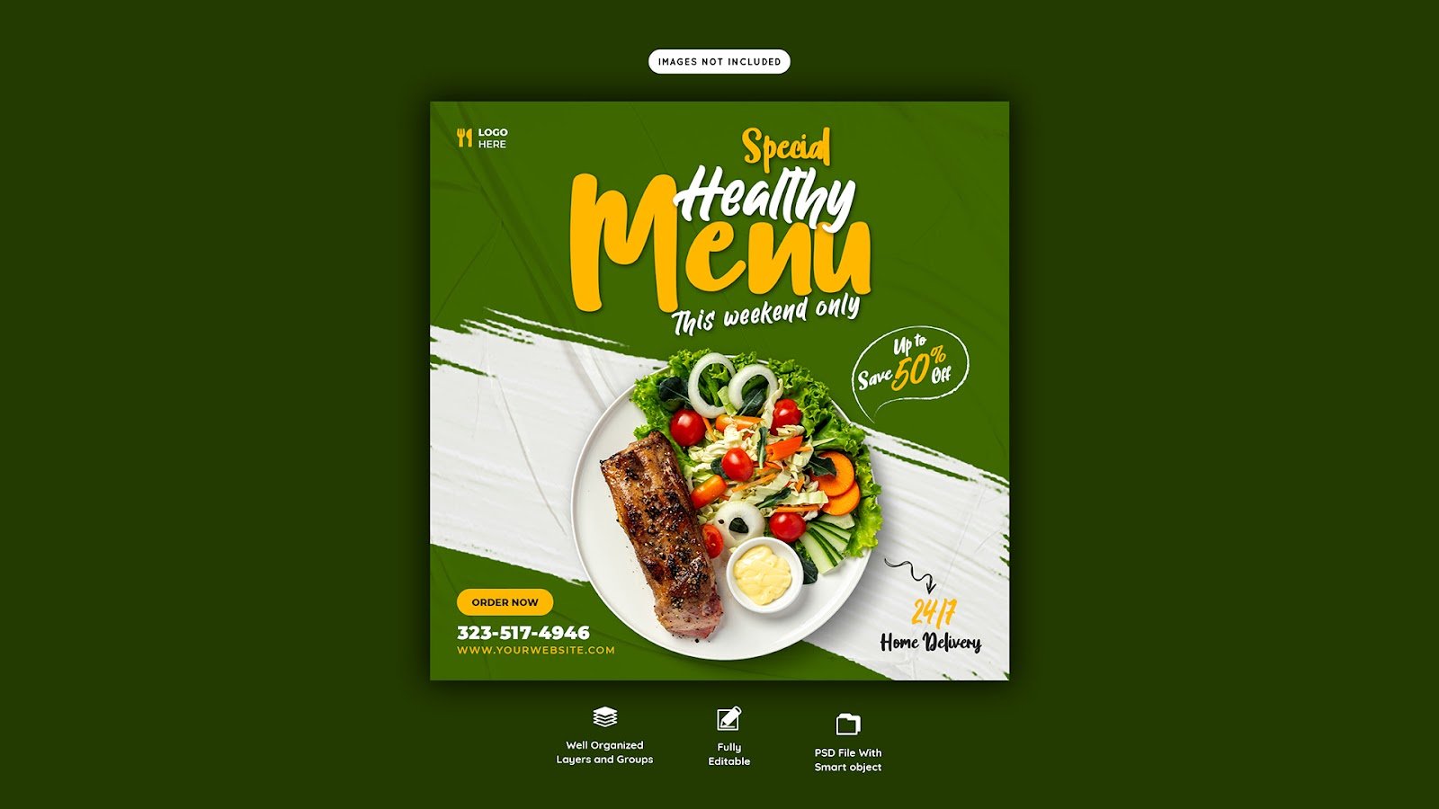 Food menu restaurant social media banner template – PSD Free Download