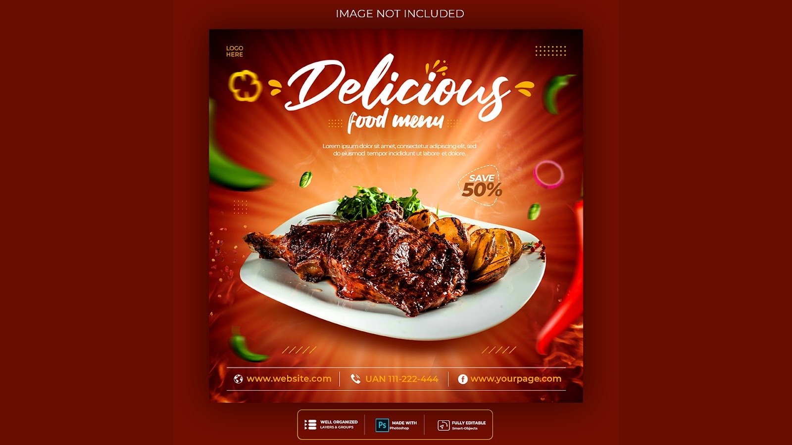 Special delicious food social media banner post template - PSD Free Download