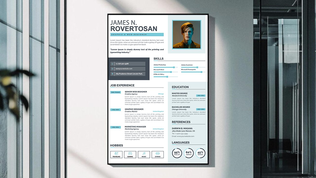Clean modern resume portfolio cv template