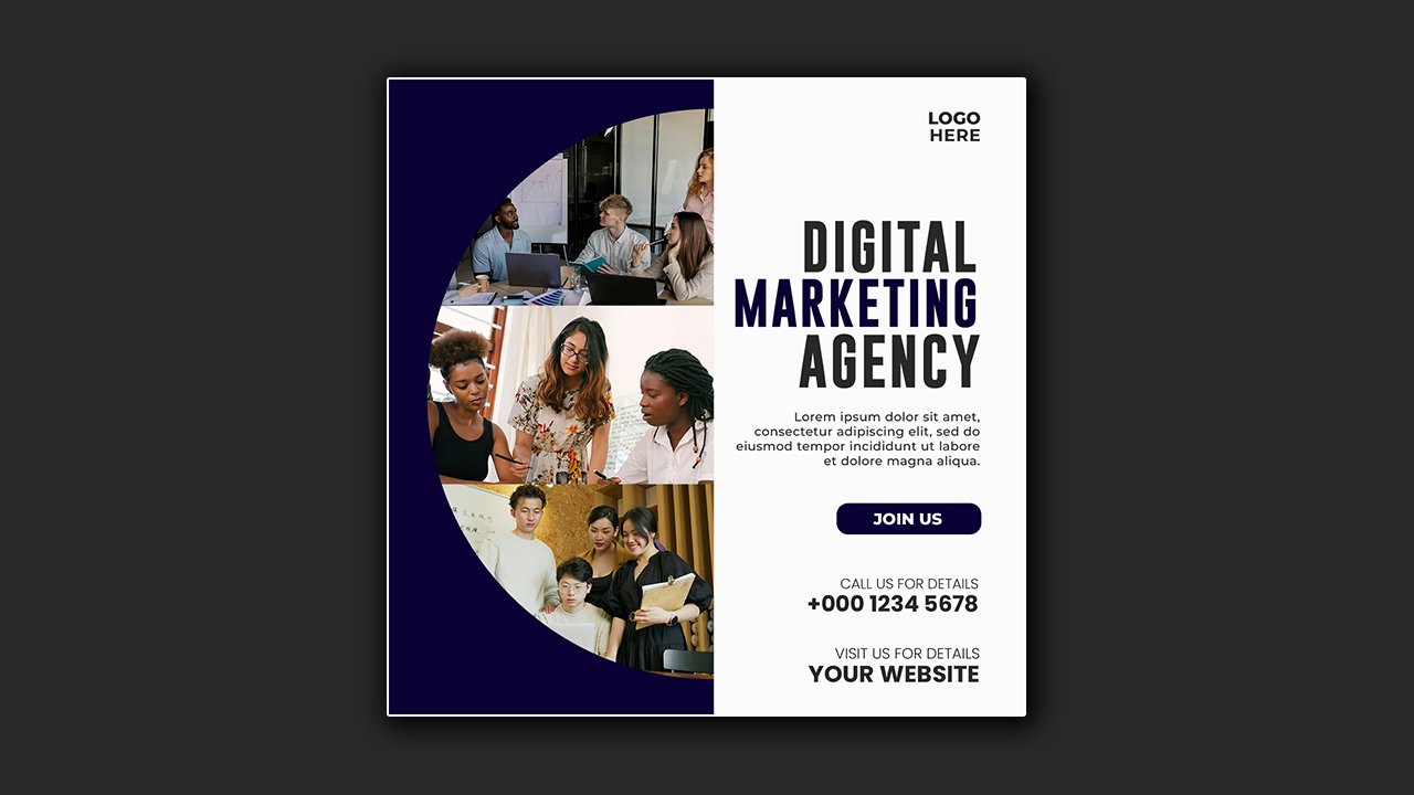 Digital marketing corporate social media agency poster template - PSD File Free Download