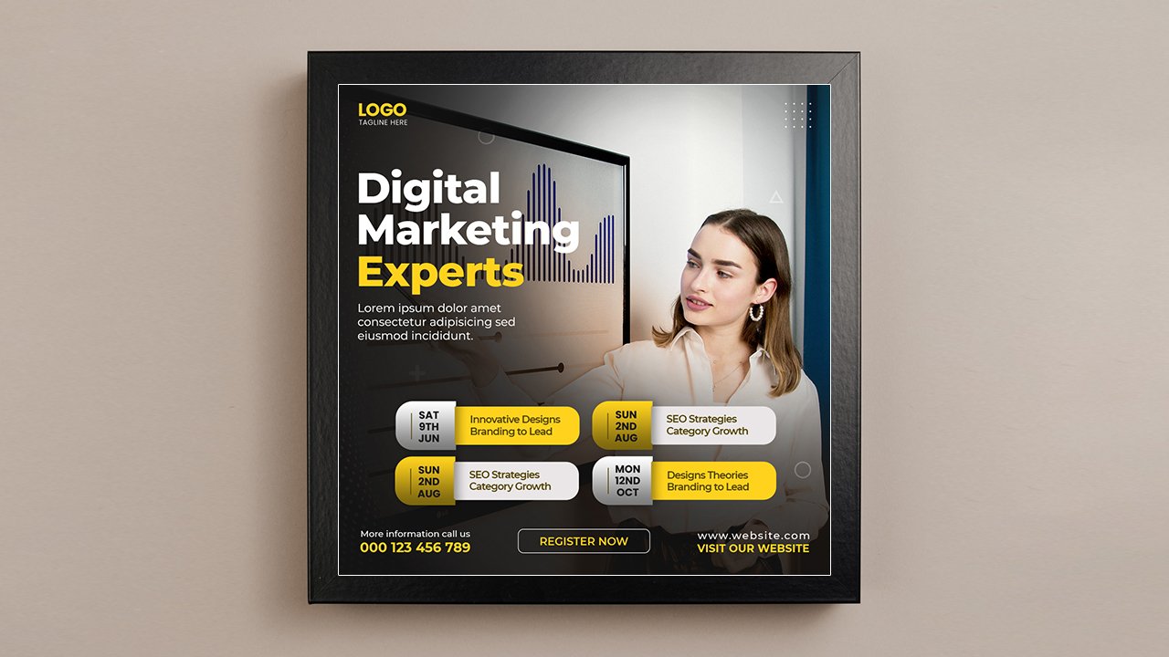 Digital marketing live webinar corporate social media post template