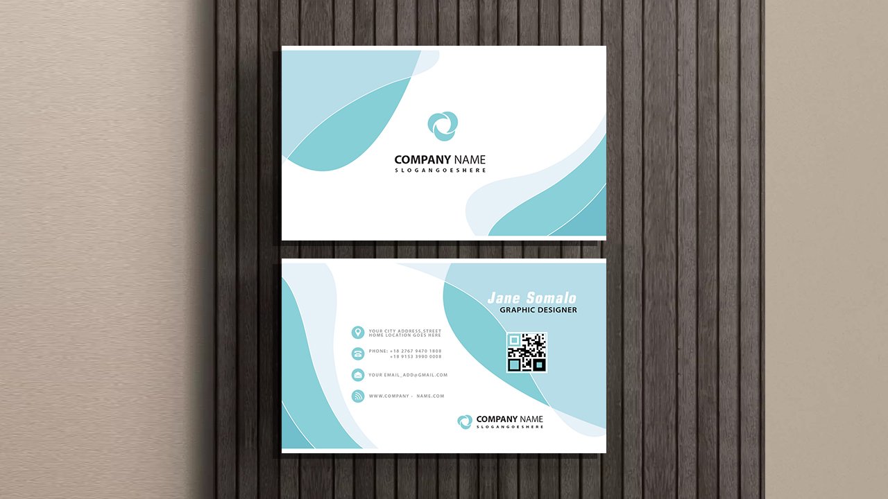 Blue wavy abstract business card