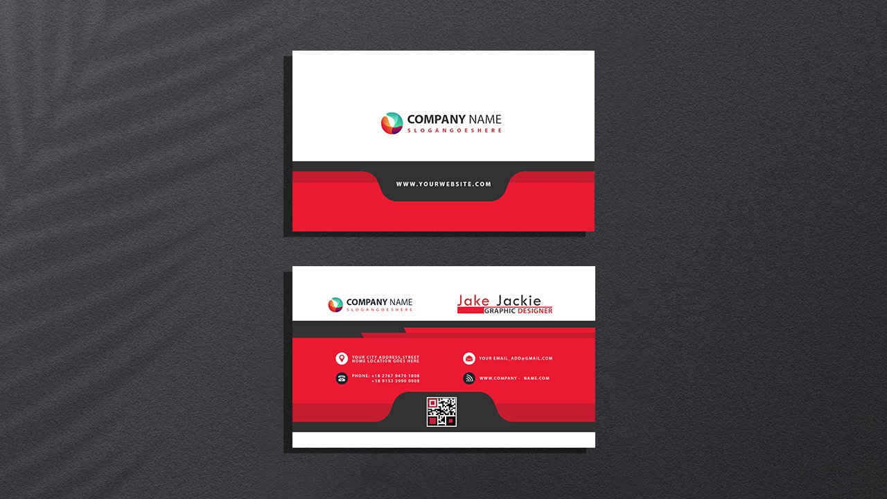 Red abstract company card template