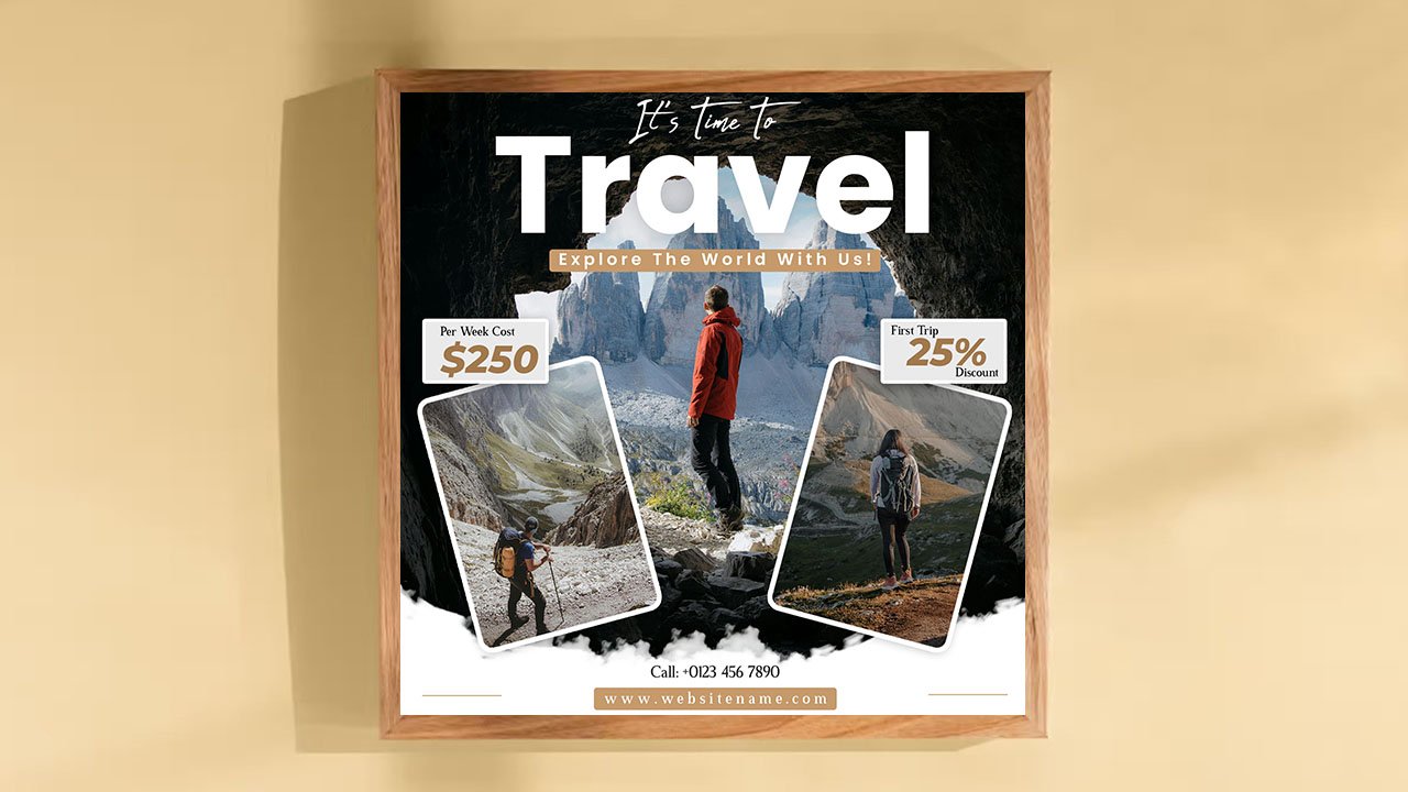 Travel tour social media post Instagram post web banner template