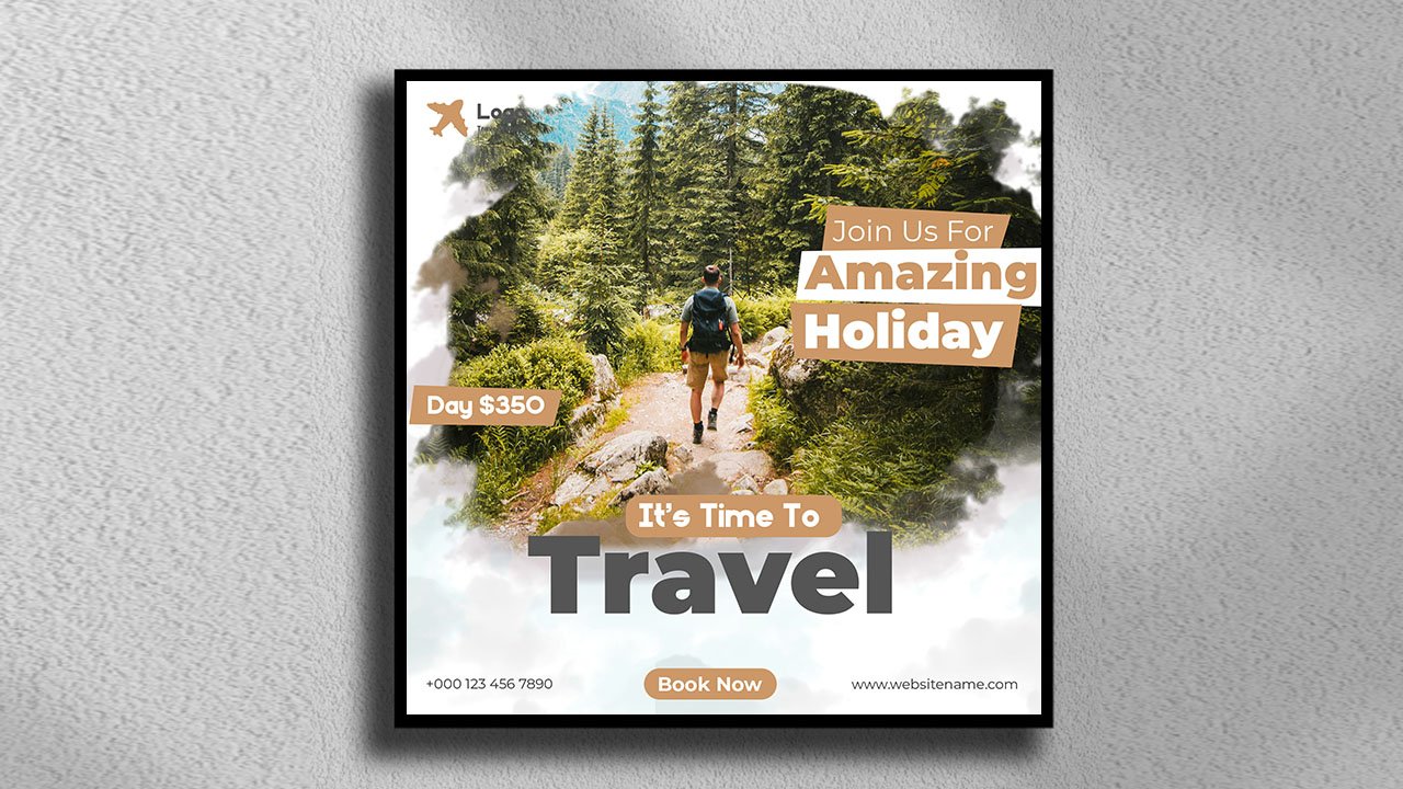 Travel tour social media post Instagram post web banner template