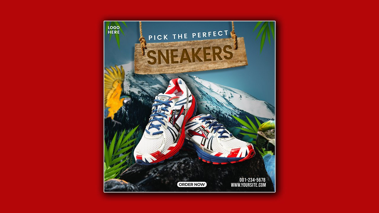 Shoes sale social media poster template design - PSD File Free Download