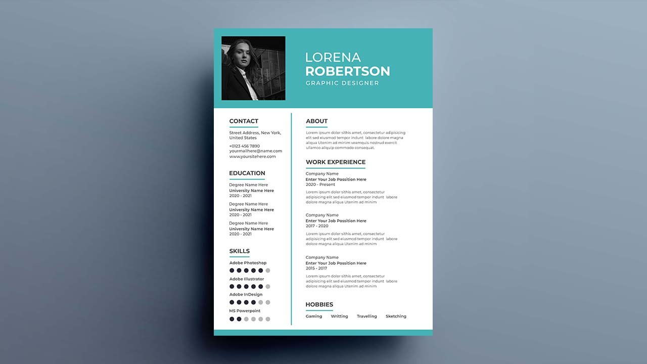 Professional minimal modern resume cv template