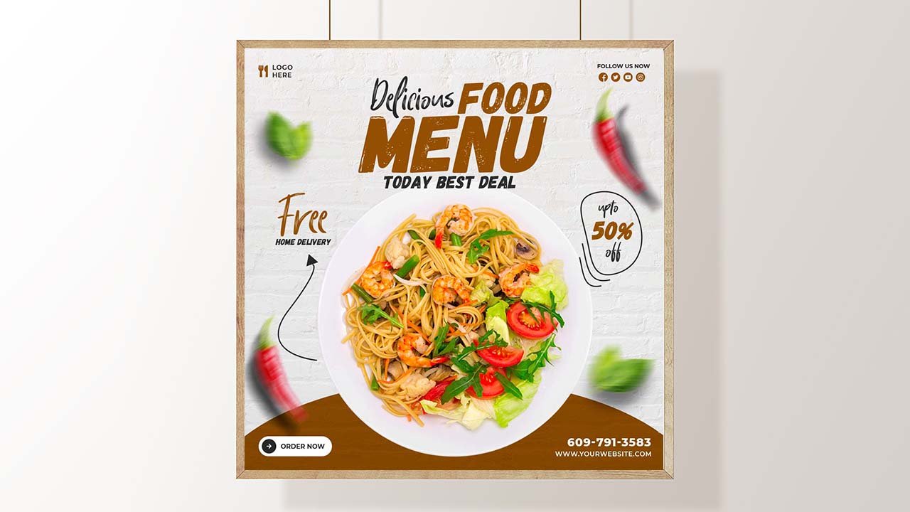 Food menu restaurant social media banner template