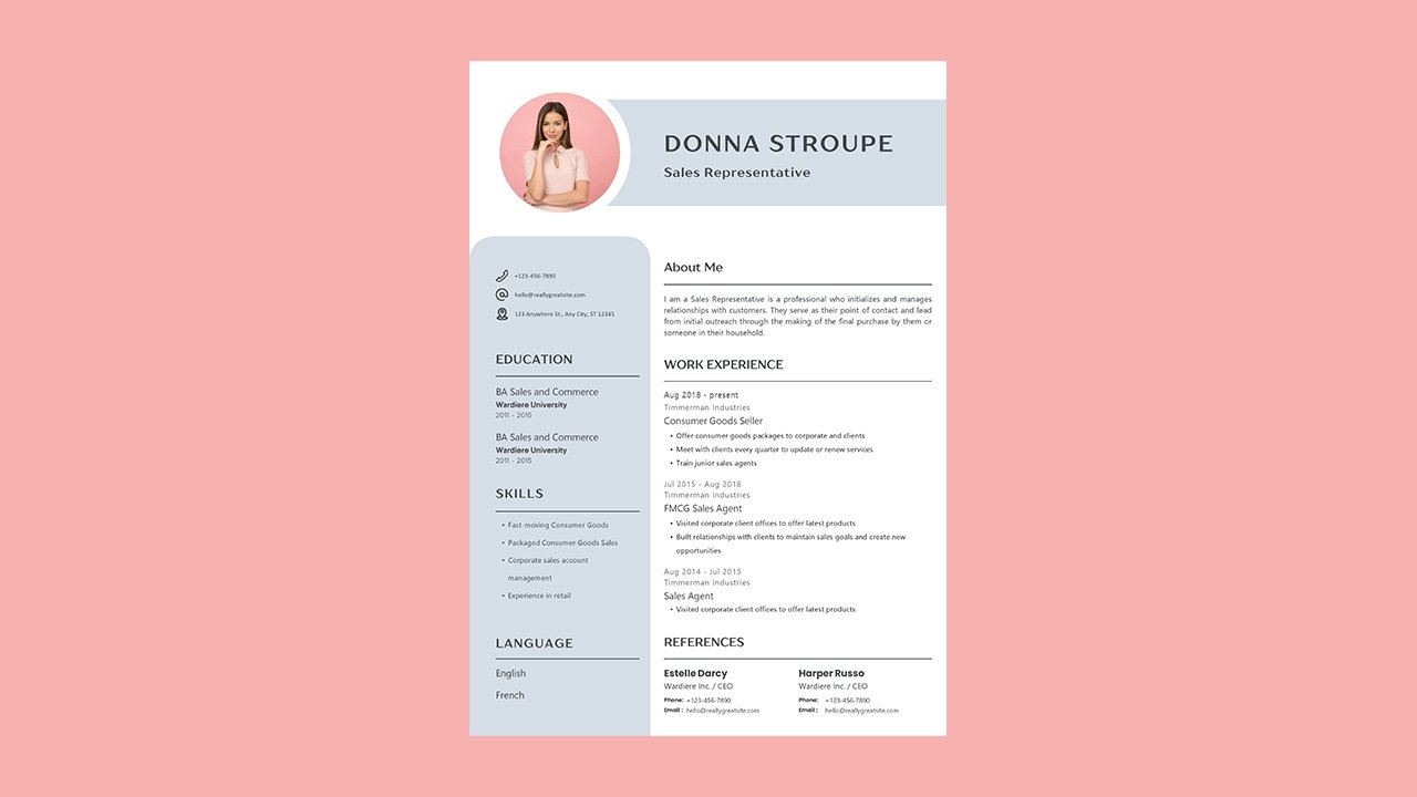 White simple Sales Representative Cv Resume – CV Templates Free Download