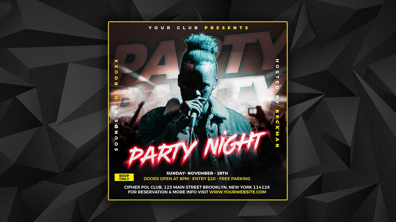 Good vibes party social media post temaplate design