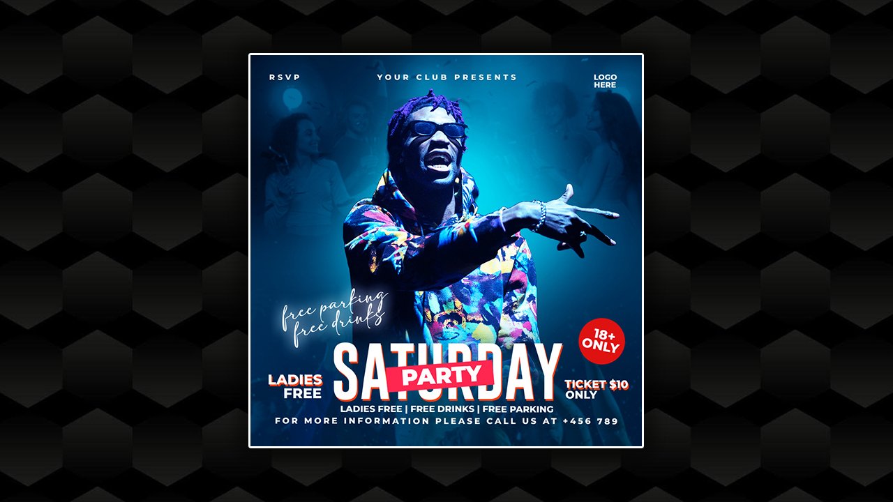 Club DJ party flyer social media post