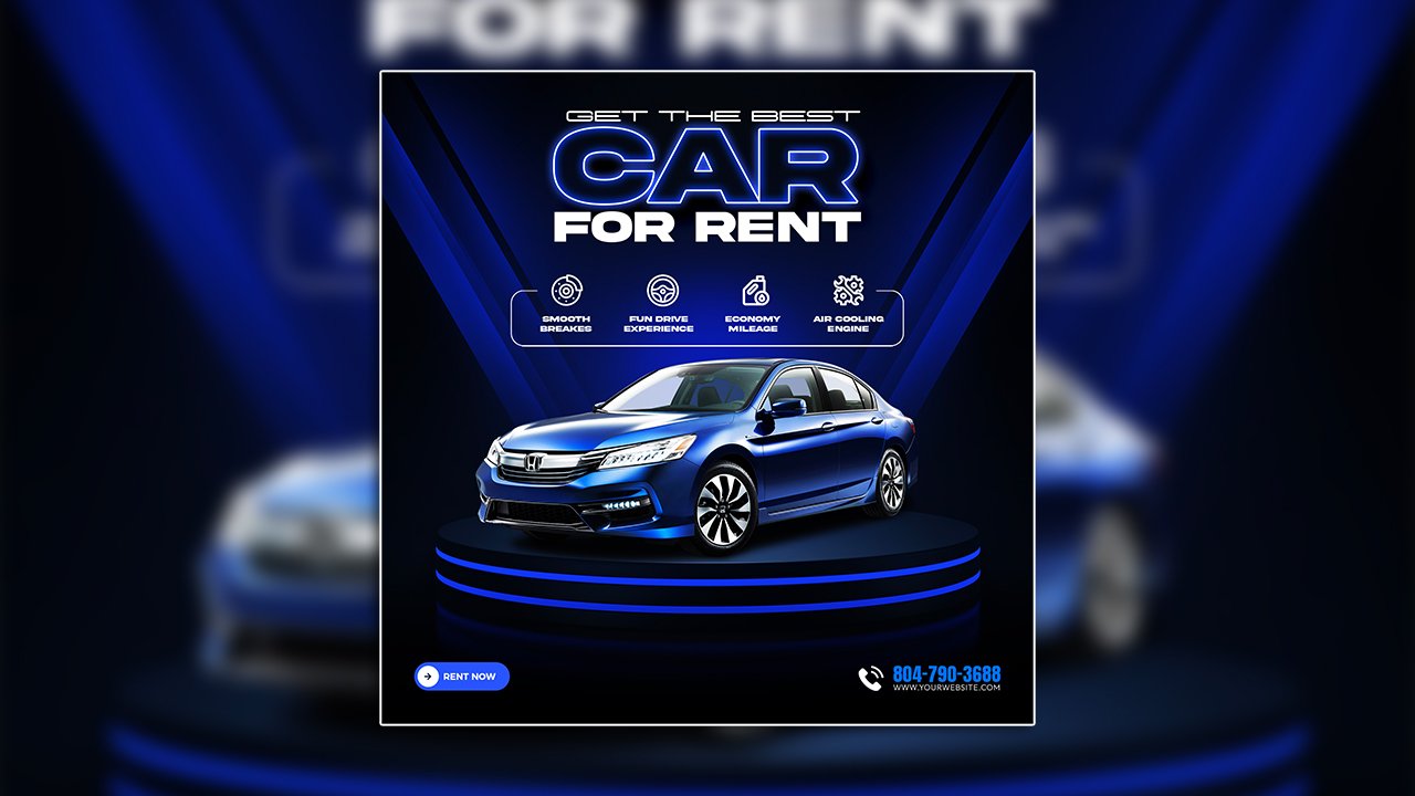 Car rent sale automotive social media banner Instagram post template