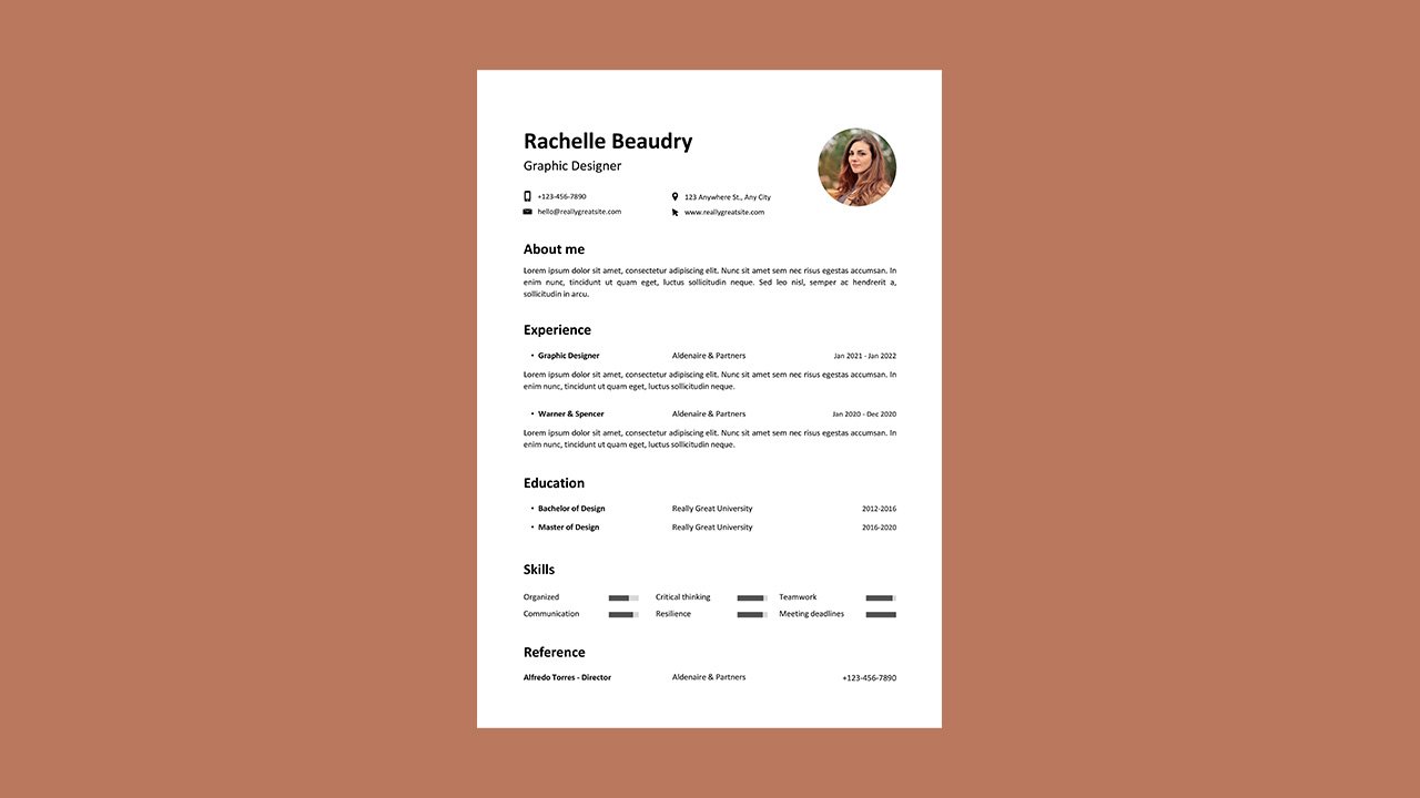 White Minimalist Graphic Designer Professional CV Resume – CV Templates Free Download